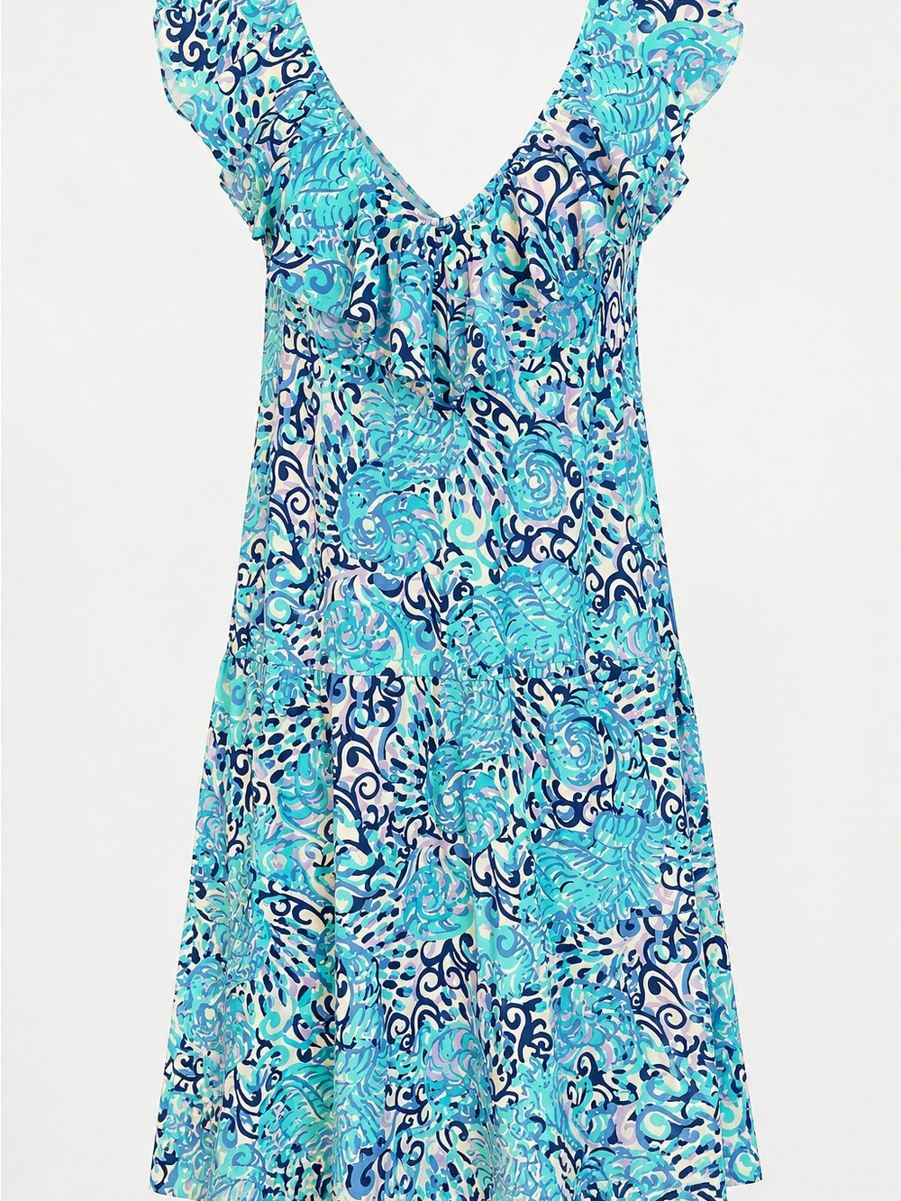 Lilly Pulitzer Aqua & Navy Floral V-Neck Romper